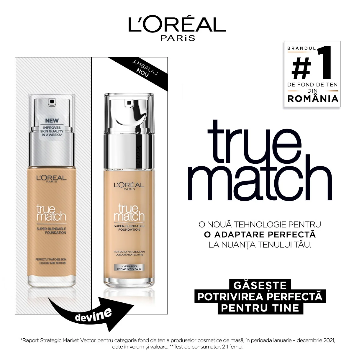 Fond de ten infuzat cu acid hialuronic True Match 5R5C Rose Sand, 30ml, L'Oreal Paris 