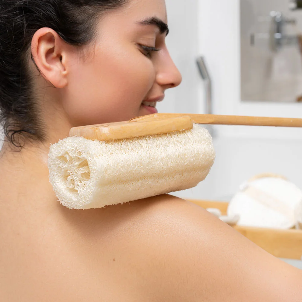 Perie ecologica de corp cu maner lung Natural Loofah, 1 bucata, So Eco 