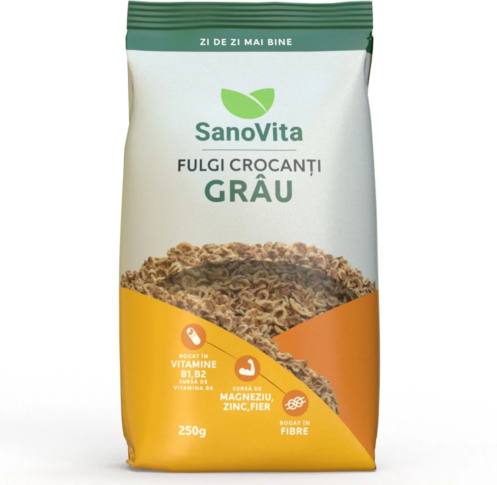 Fulgi de grau crispy, 250g, SanoVita