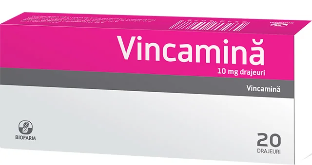 Vincamina 10mg, 20 drajeuri, Biofarm