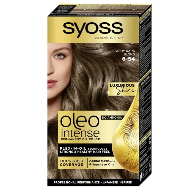 Vopsea de par permanenta fara amoniac 6-54 Blond Inchis  Color Oleo Intense, 115ml, Syoss