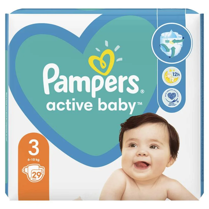 Scutece Active Baby, Marimea 3, 29 bucati, Pampers