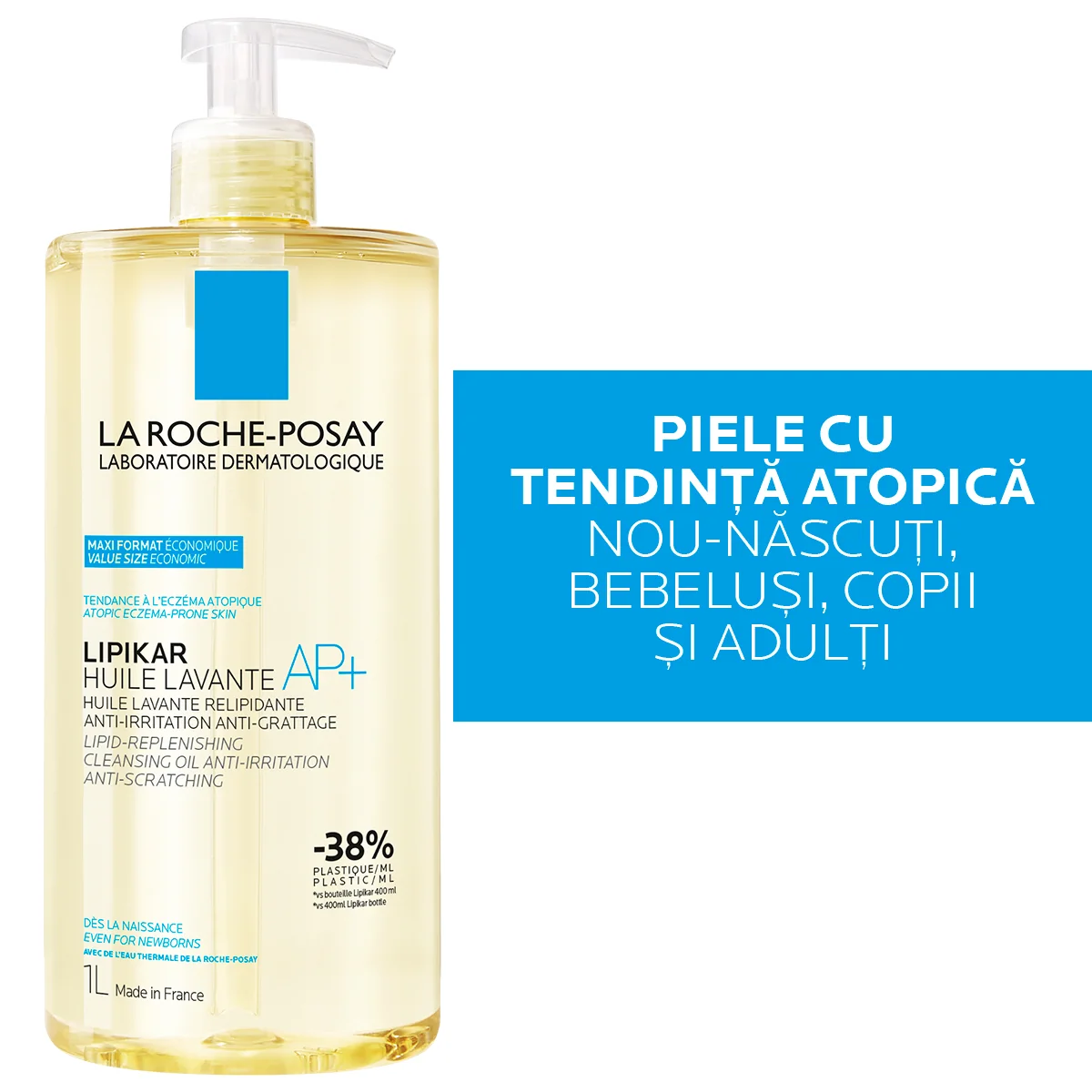 Ulei de spalare pentru pielea uscata cu tendinta atopica AP+ Lipikar, 1000ml, La Roche-Posay 