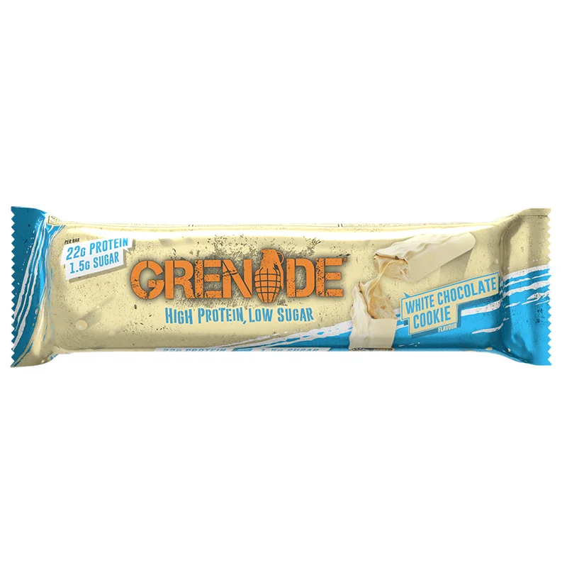 Baton proteic cu ciocolata alba White Chocolate Cookie, 60g, Grenade