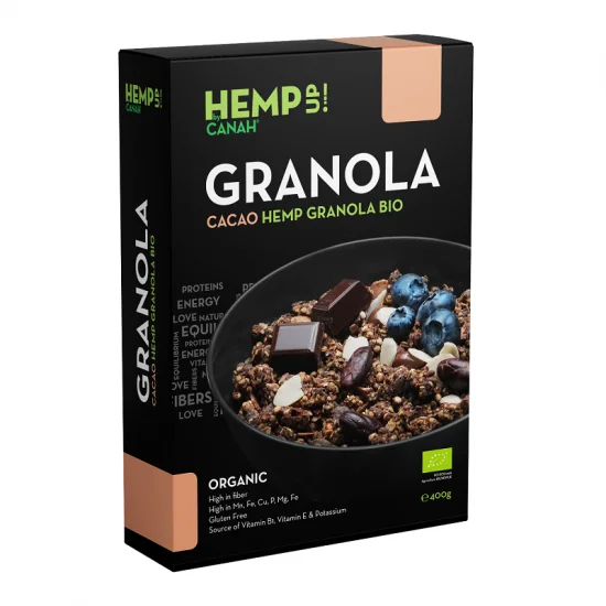 Cacao Hemp Granola Bio, 400 grame, Canah