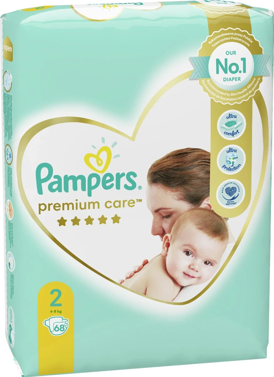 Scutece Premium Care 4-8kg Marimea 2, 68 bucati, Pampers