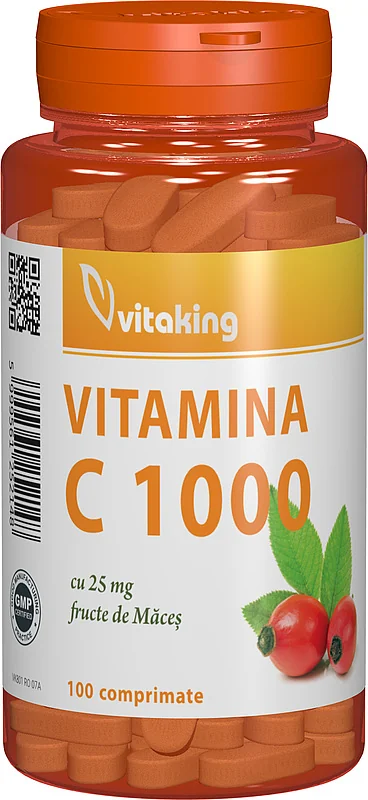 Vitamina C 1000mg cu macese, 100 comprimate, Vitaking