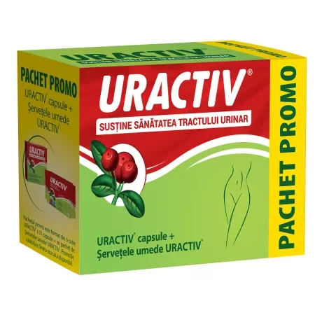 Uractiv + Servetele umede intime, 21 capsule, Uractiv