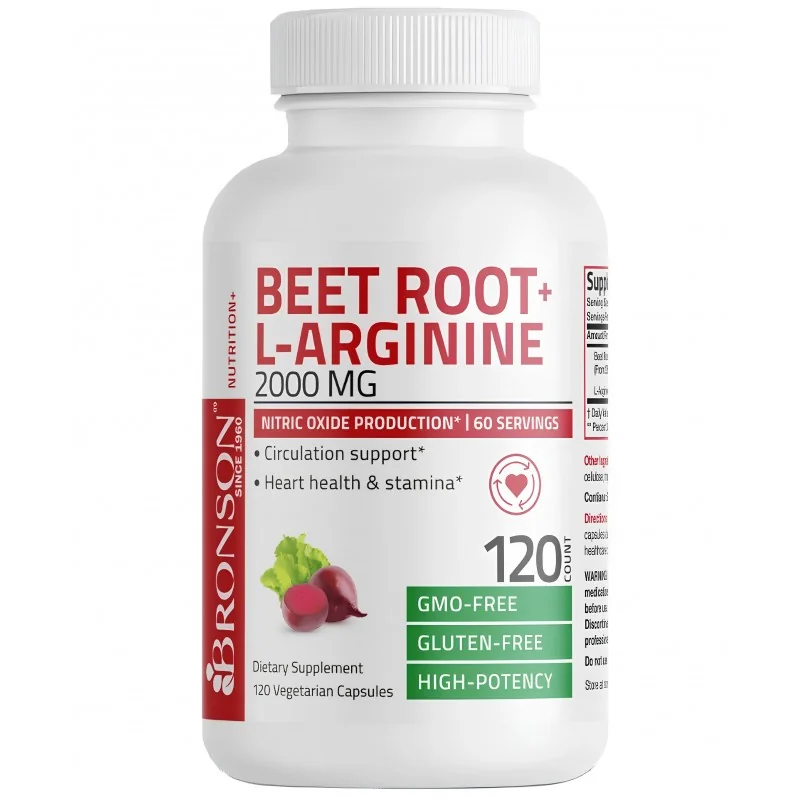 BeetRoot Extract Radacina Sfecla + L-arginine 2000mg, 120 capsule, Bronson Laboratories