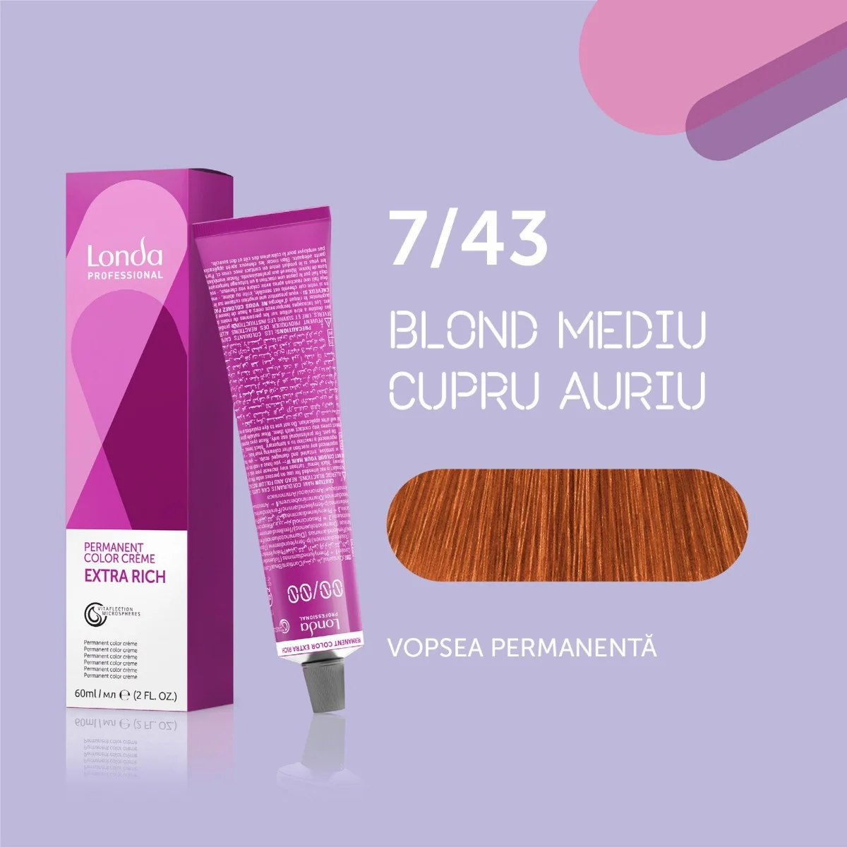 Vopsea permanenta 7/43 Extra Rich, 60ml, Londa Professional 