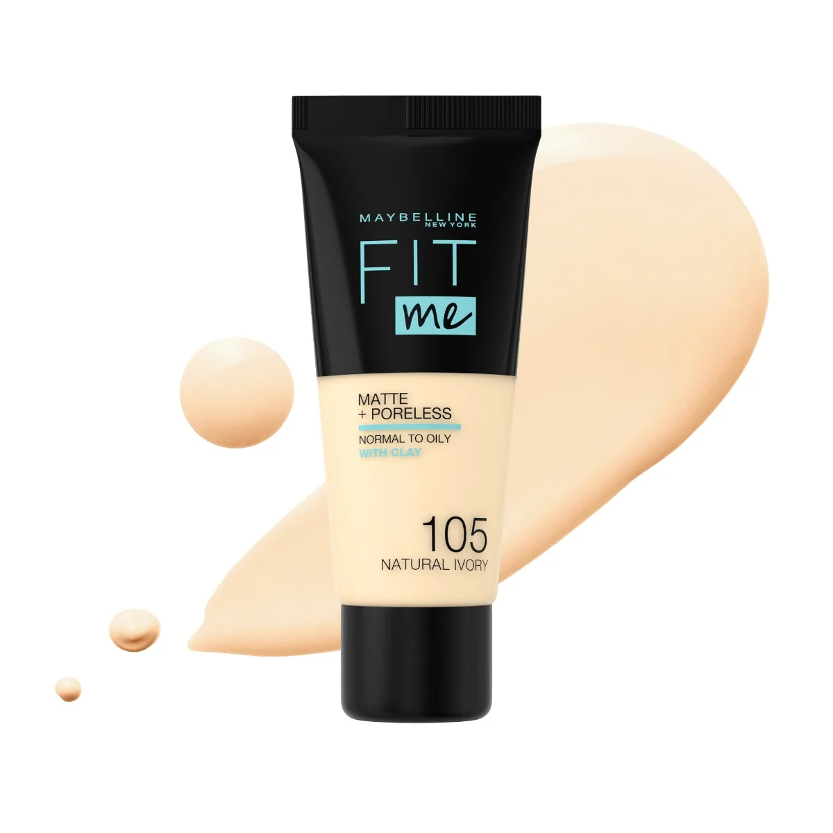 Fond de ten Matte & Poreless 105 Natural Ivory Fit Me, 30ml, Maybelline 