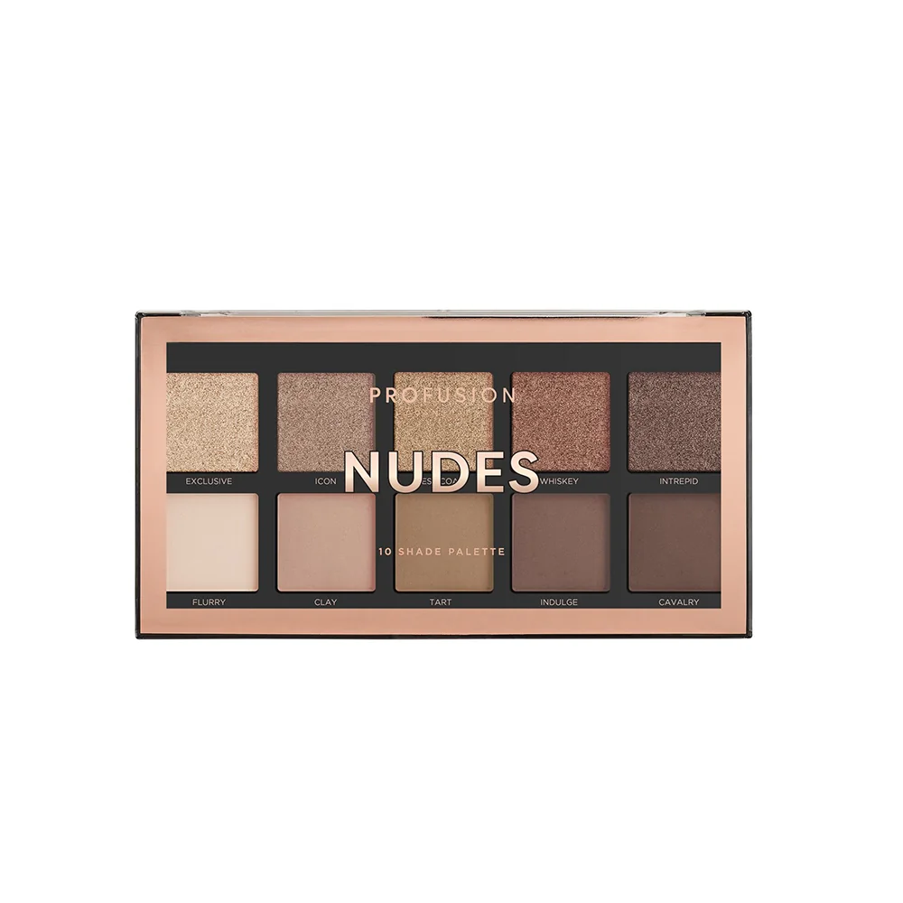 Paleta de farduri vegane cu 10 nuante Nudes, 103g, Profusion Cosmetics 