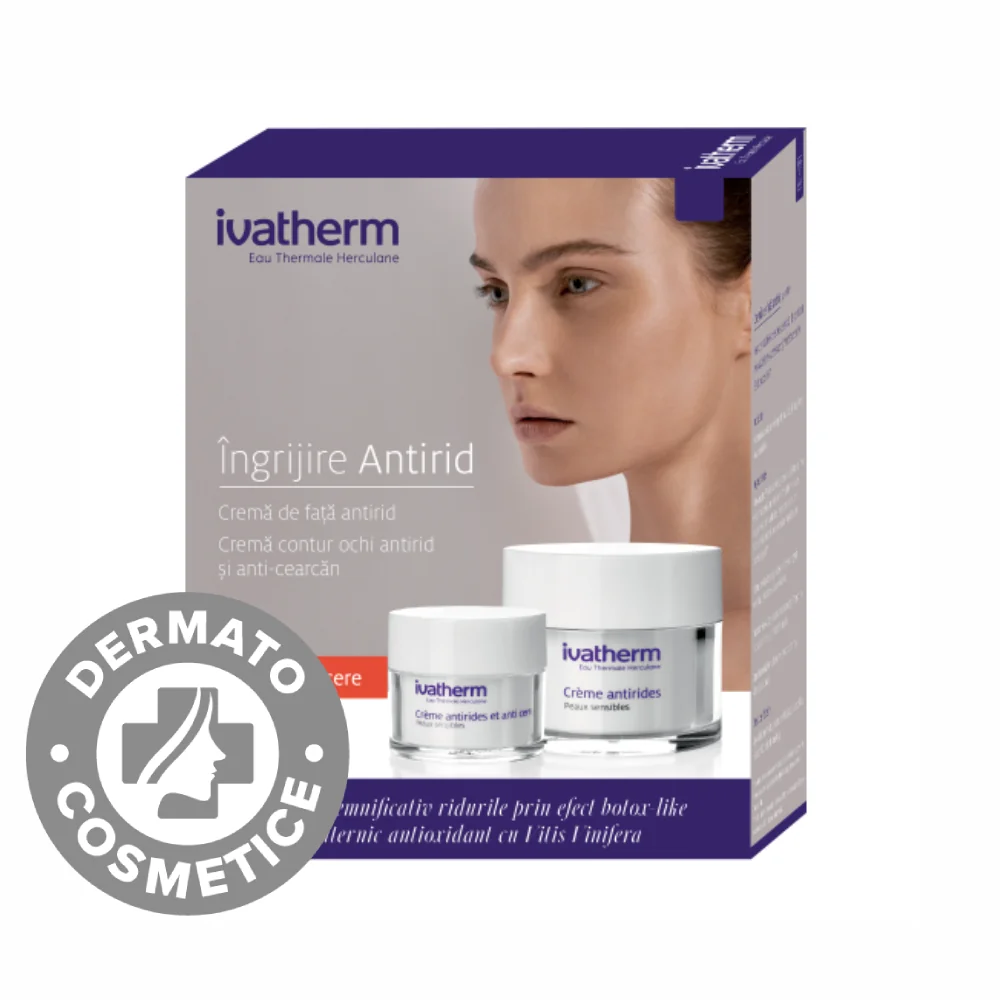 Pachet Crema antirid 50ml + reducere 75% Crema antirid si anti-cearcan pentru ochi 15ml, Ivatherm 