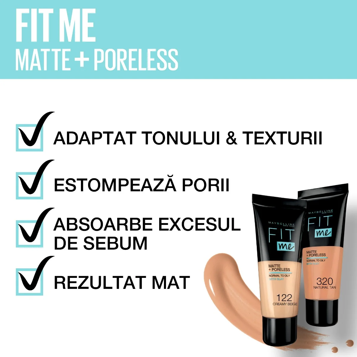 Fond de ten Matte & Poreless 230 Natural Buff Fit Me, 30ml, Maybelline 