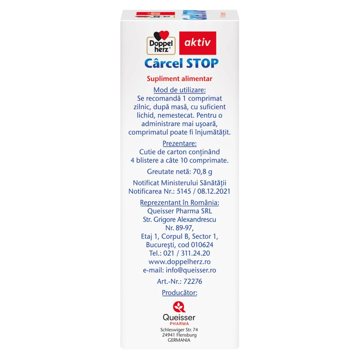 Pachet Aktiv Carcel Stop, 30 + 10 comprimate, Doppelherz 