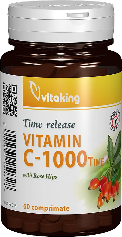 Vitamina C 1000mg cu absorbtie lenta, 60 comprimate, Vitaking