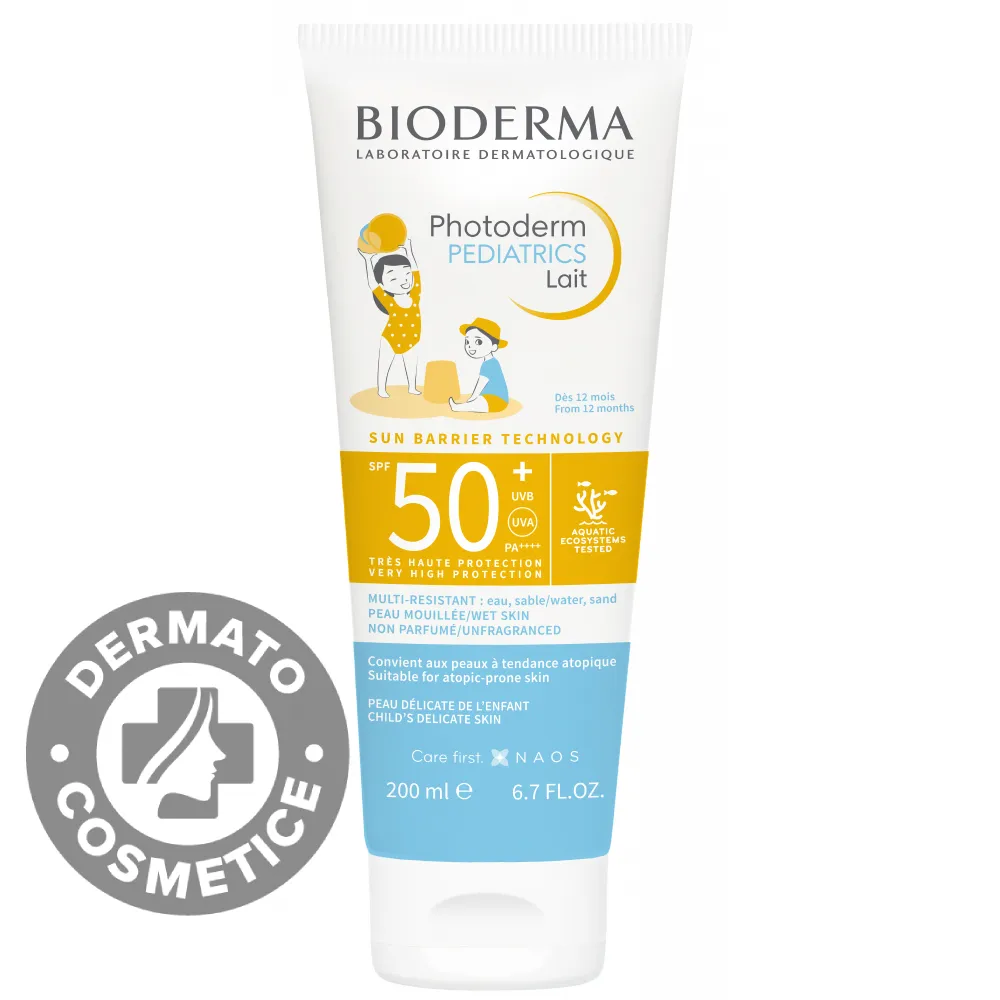 Lapte cu protectie solara pentru copii SPF50+ Photoderm Pediatrics, 100ml, Bioderma 