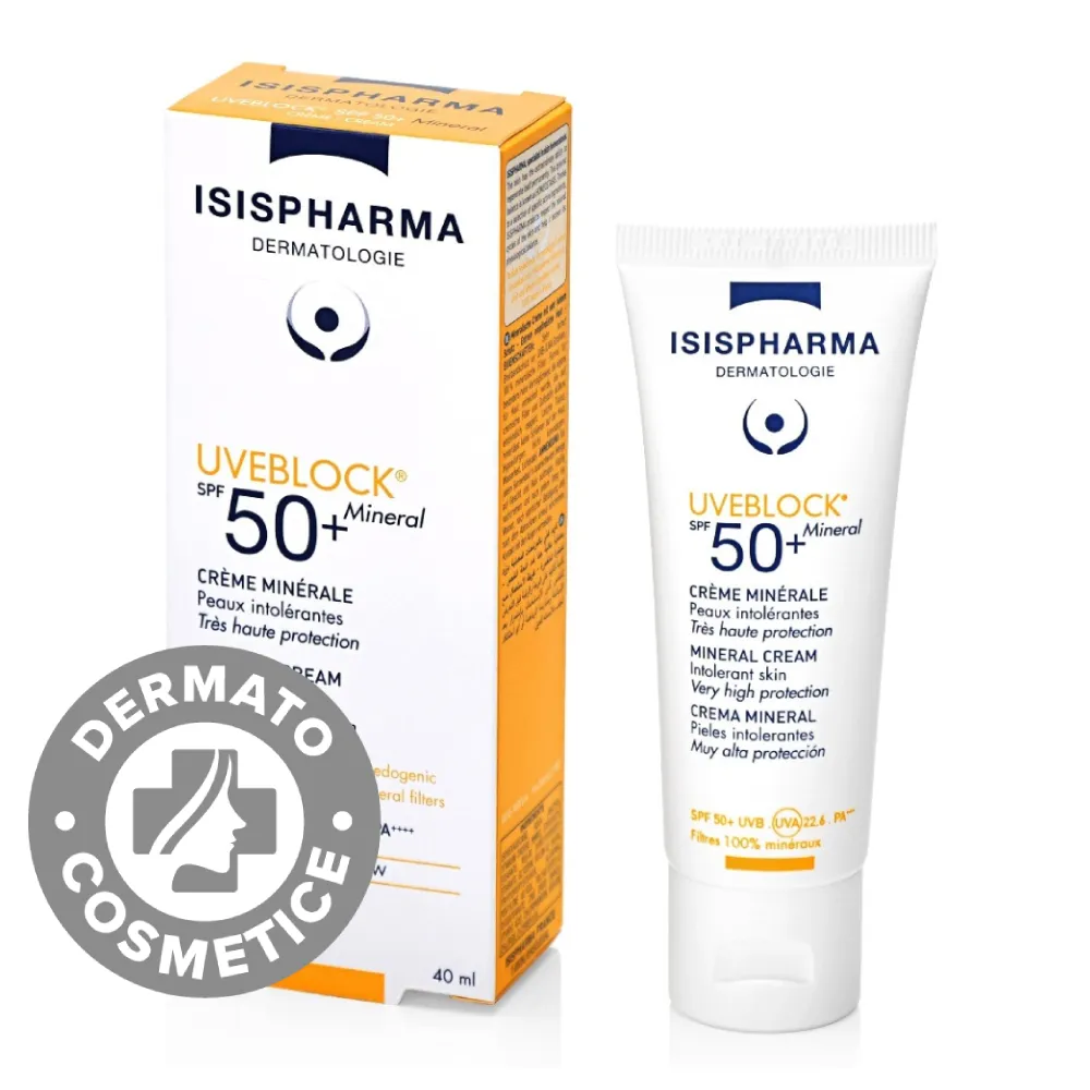 Crema cu protectie solara Mineral SPF50+ UVEBLOCK, 40ml, Isis Pharma