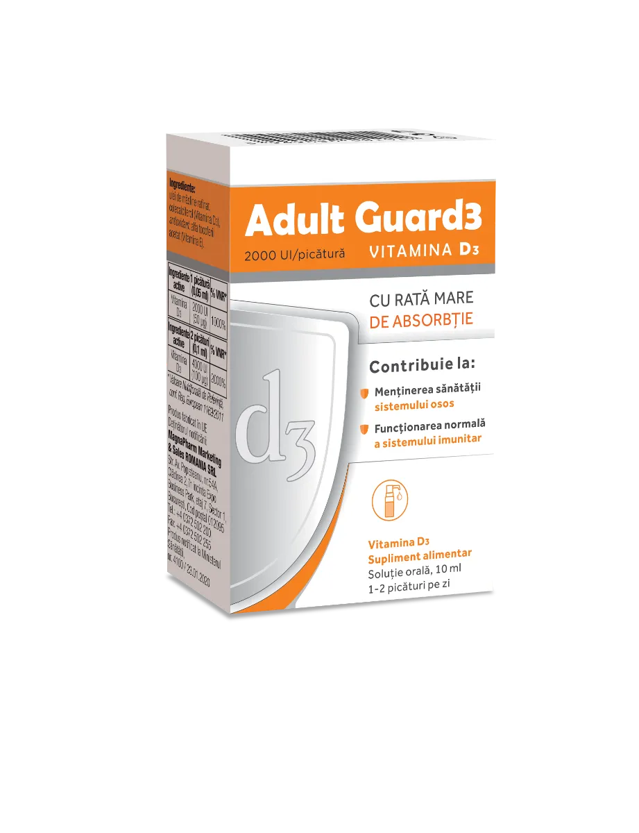 Adult Guard 3 2000 UI Vitamina D3, 10ml, Evital 