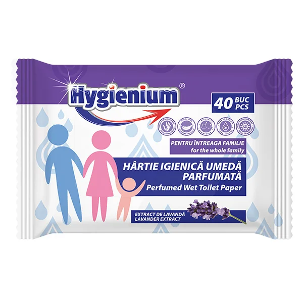 Hartie igienica umeda cu Lavanda, 40 bucati, Hygienium