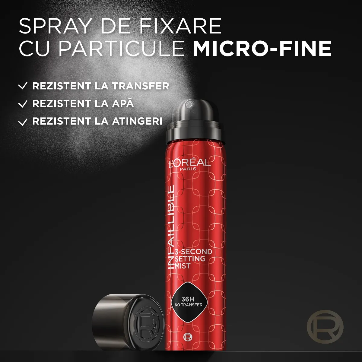 Spray de fixare rezistent la transfer Infaillible 3 Second Setting Mist, 75ml, L'Oreal Paris 