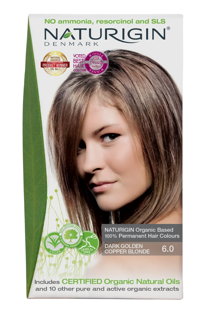 Vopsea de par Dark Golden Copper Blonde 6.0, 115ml, Naturigin