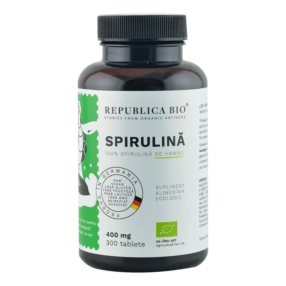 Spirulina ecologica 400mg, 300 tablete, Republica Bio