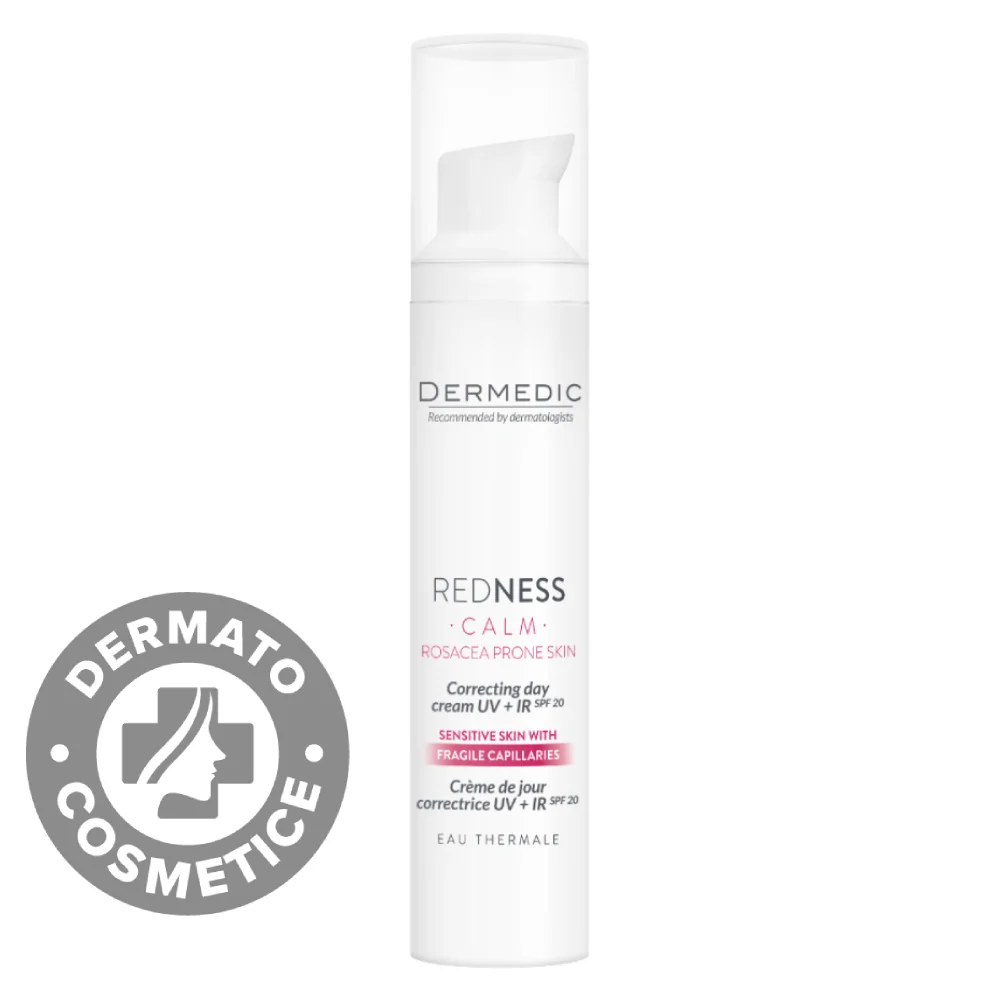 Crema corectoare de zi pentru piele cuperozica UV + IR SPF20 Redness Calm, 40ml, Dermedic