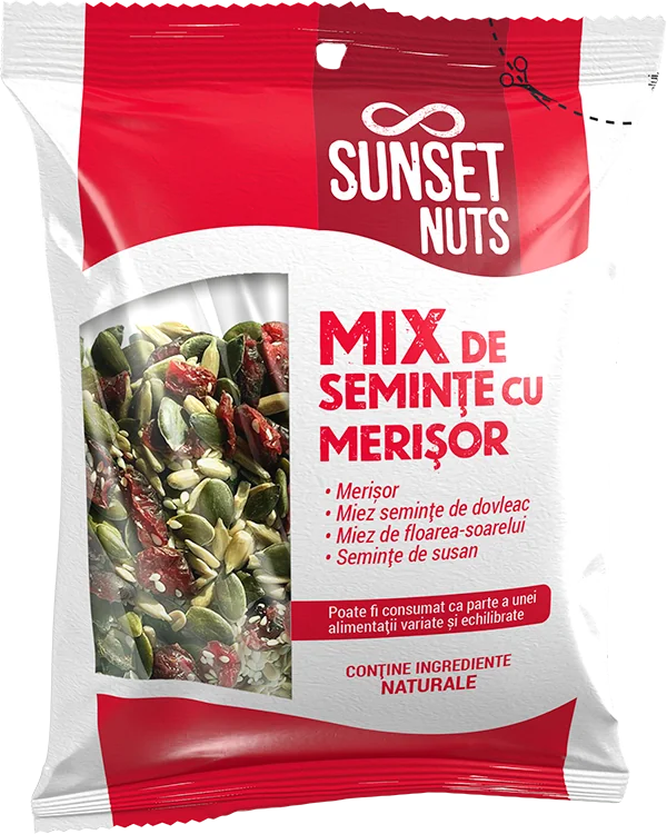 Mix seminte cu merisor, 50g, Sunset Nuts