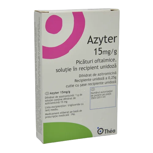 Azyter solutie oftalmica 15mg/g, 6 doze, Thea