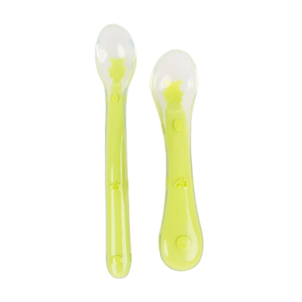 Set lingurite flexibile din silicon fara BPA verde, 2 bucati, KidsCare