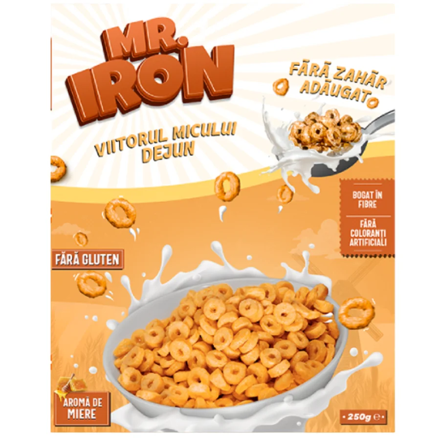 Cereale din ovaz fara zahar si fara gluten Miere inghetata, 250g, Mr. Iron 