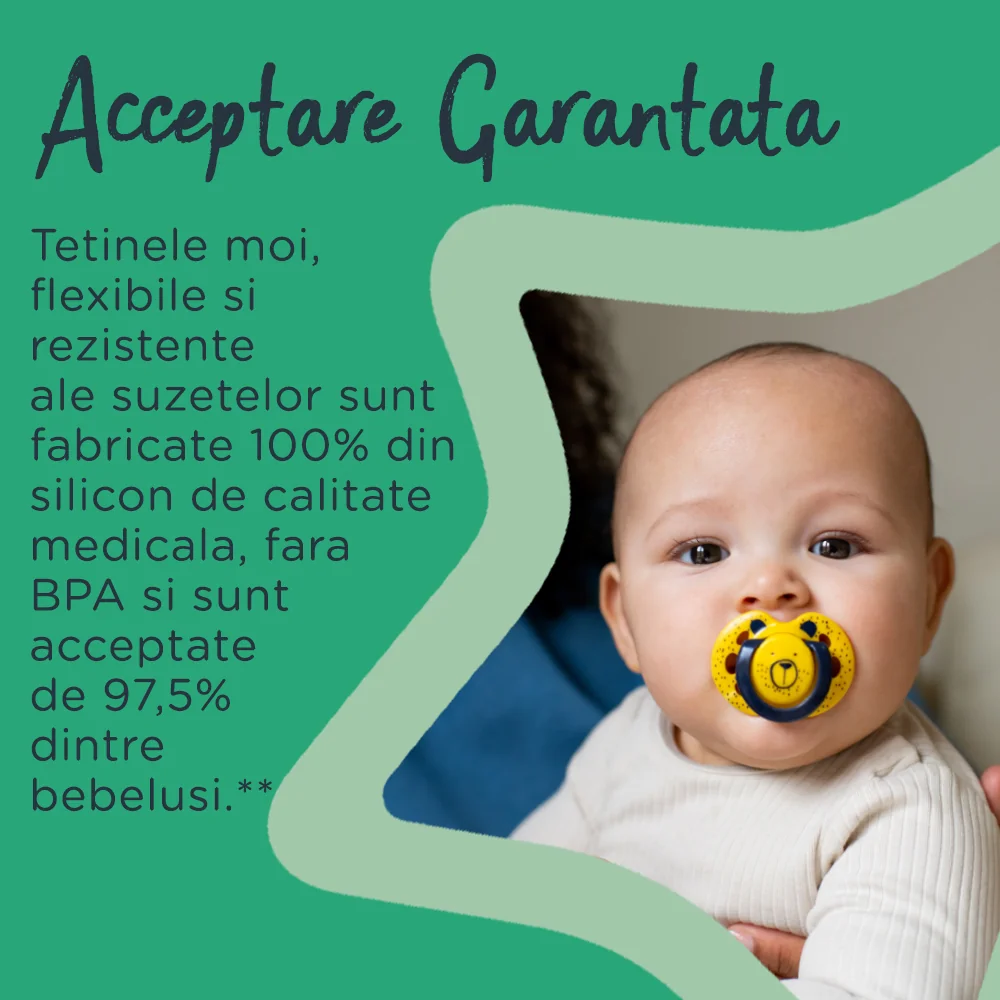 Suzeta ortodontica pentru 18-36 luni Fun Alb/Galben, 2 bucati, Tommee Tippee 