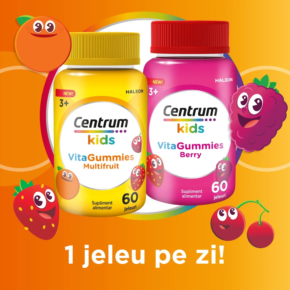 Centrum Kids VitaGummies Multifruit, 60 jeleuri, Haleon 