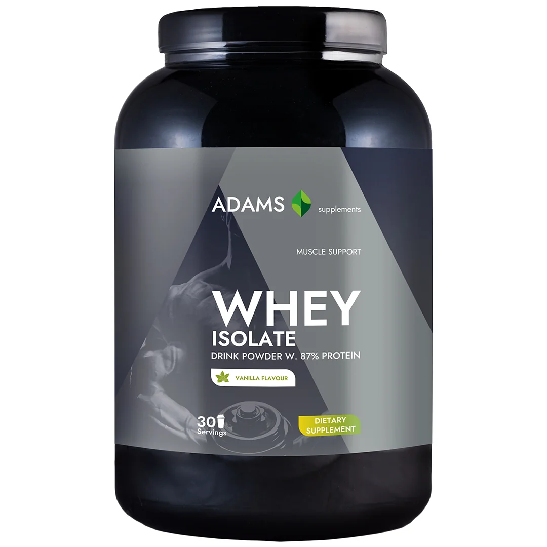 Pudra proteica cu aroma de vanilie Whey Isolate Protein, 908g, Adams Vision