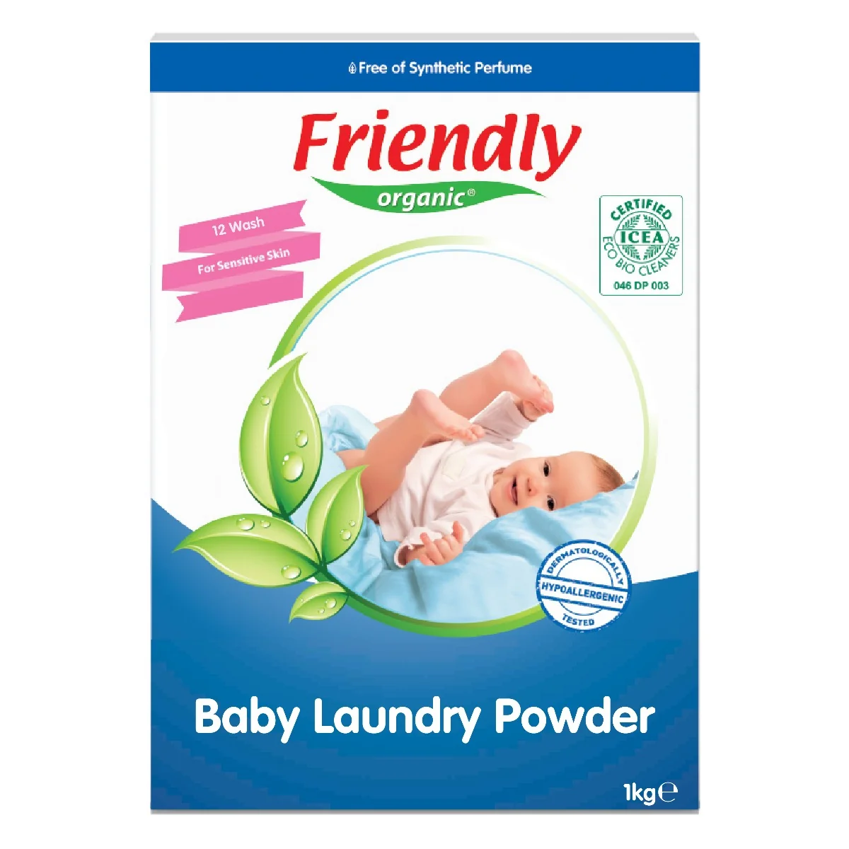 Detergent de rufe pudra pentru bebe, 1kg, Friendly Organic