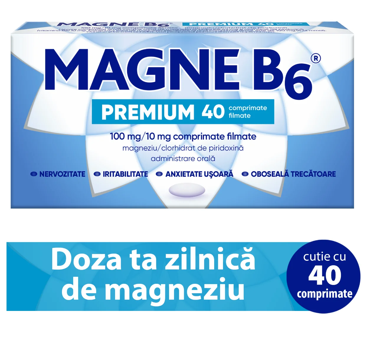 Magne B6 Premium 100mg / 10mg, 40 comprimate, Sanofi