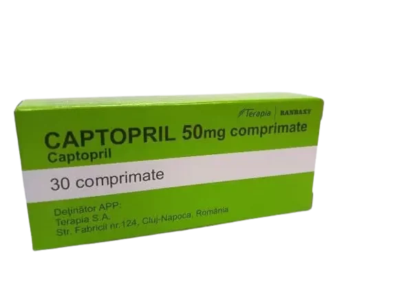 Captopril 50mg, 30 comprimate, Terapia