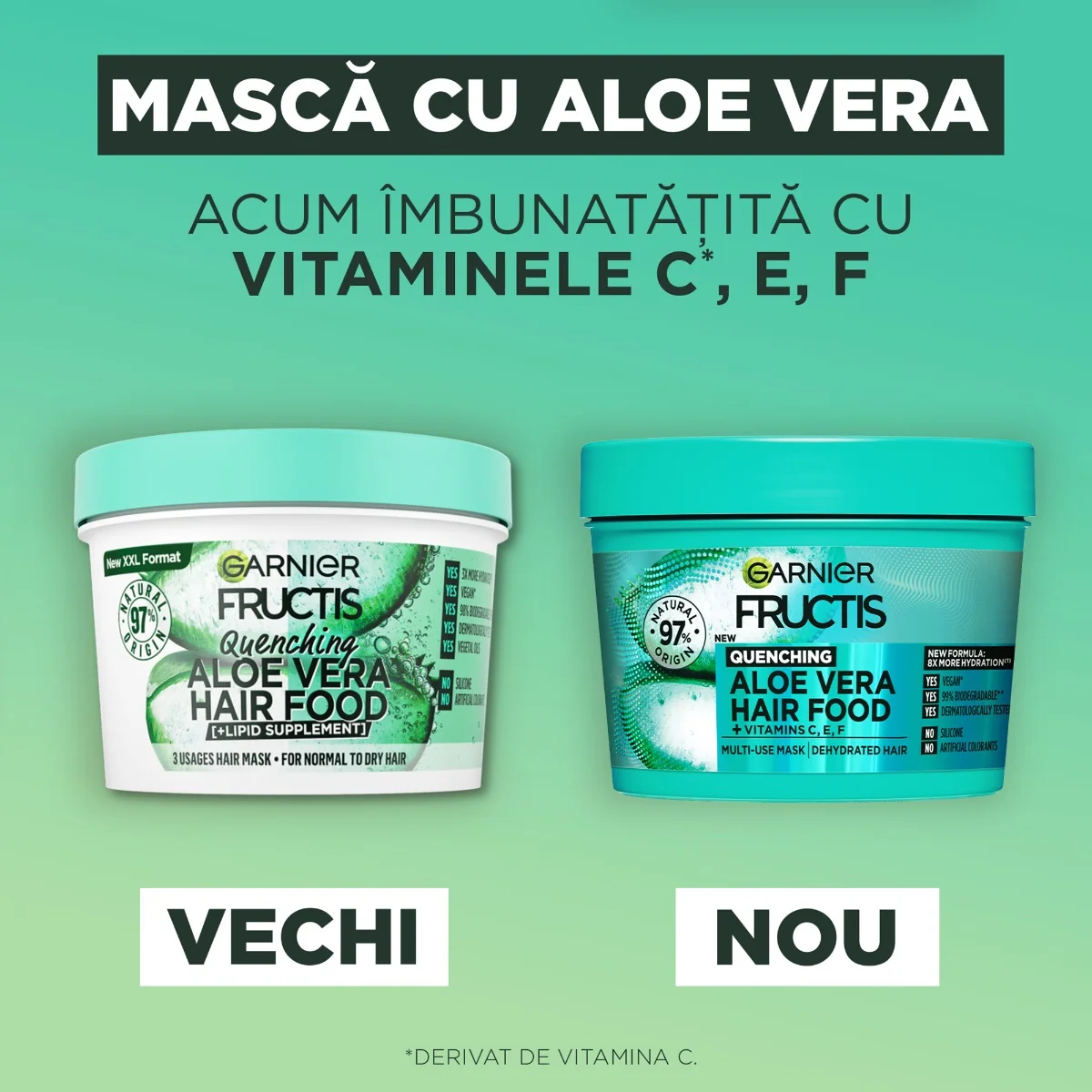 Masca pentru parul normal spre uscat Hair Food Hidratanta Aloe Vera, 390ml, Fructis 