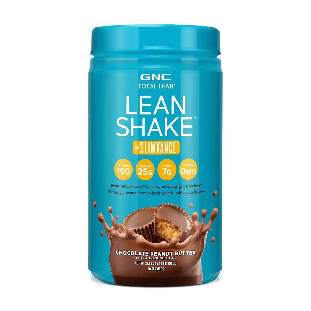 Shake proteic cu Slimvance aroma de ciocolata si unt de arahide Total Lean, 1060g, GNC 