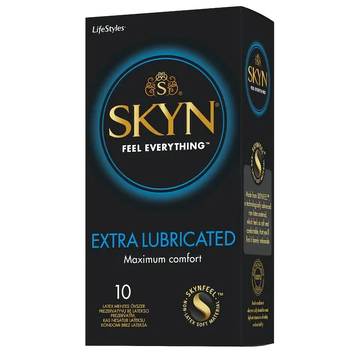 Prezervative fara latex Extra Lubricated, 10bucati, Skyn