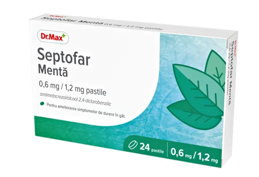 Dr.Max Septofar Menta 0,6mg/1,2mg, 24 pastile​