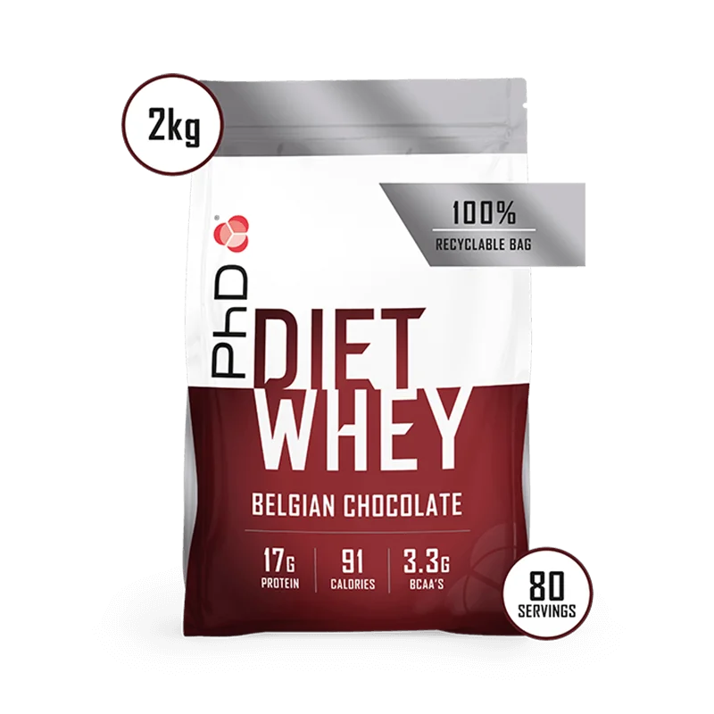 Pudra proteica cu aroma de ciocolata belgiana Diet Whey, 2kg, PhD 