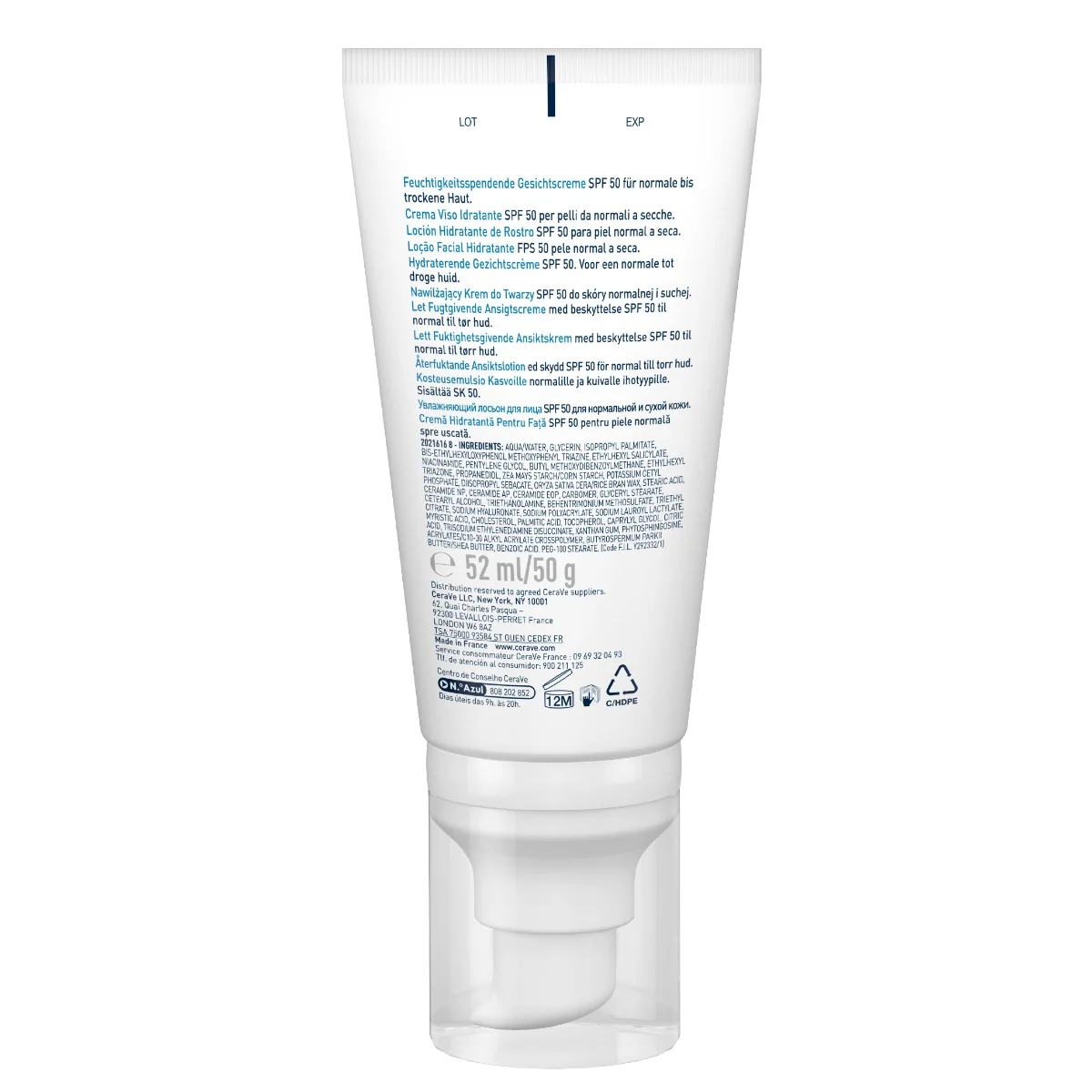 Crema hidratanta pentru ten normal-uscat cu SPF50, 52ml, CeraVe 