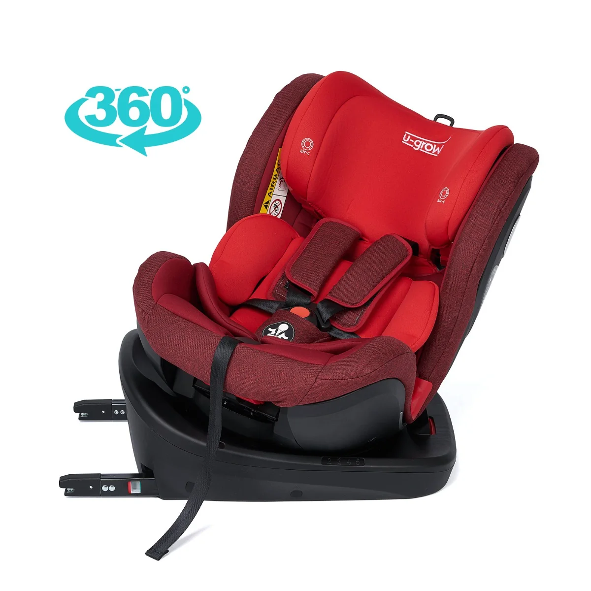 Scaun rotativ 360⁰ cu isofix pentru 0-36kg Rosu UGHCS-07RD, 1 bucata, U-Grow