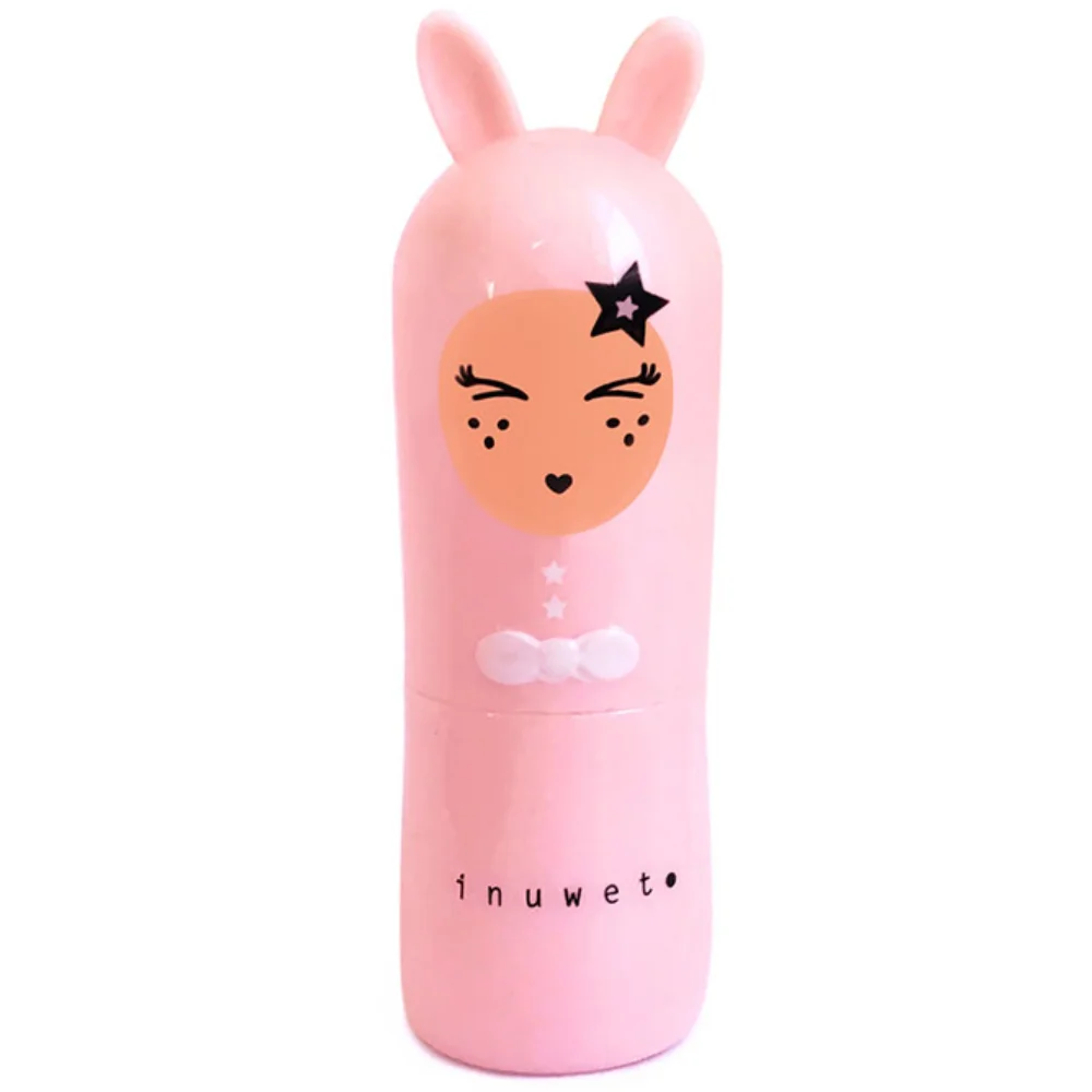 Balsam de buze pentru copii cu parfum de piersica Light Pink Bunny Peachy, 3.5g, Inuwet