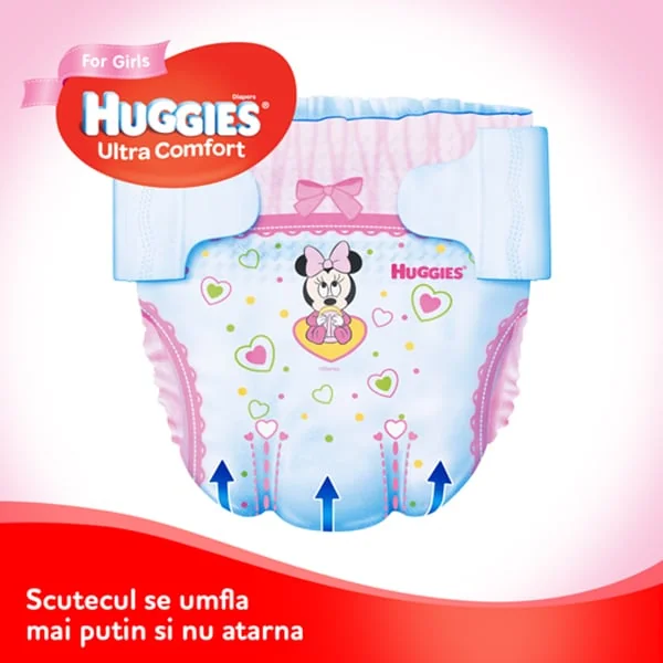 Scutece ultra comfort 5 pentru fetite 12-22 kg, 84 bucati, Huggies 