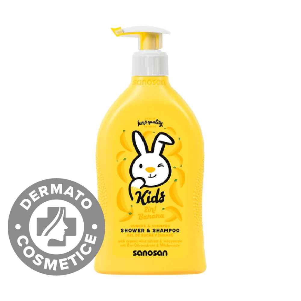 Gel de dus si sampon 2in1 cu aroma de banane, 400ml, Sanosan