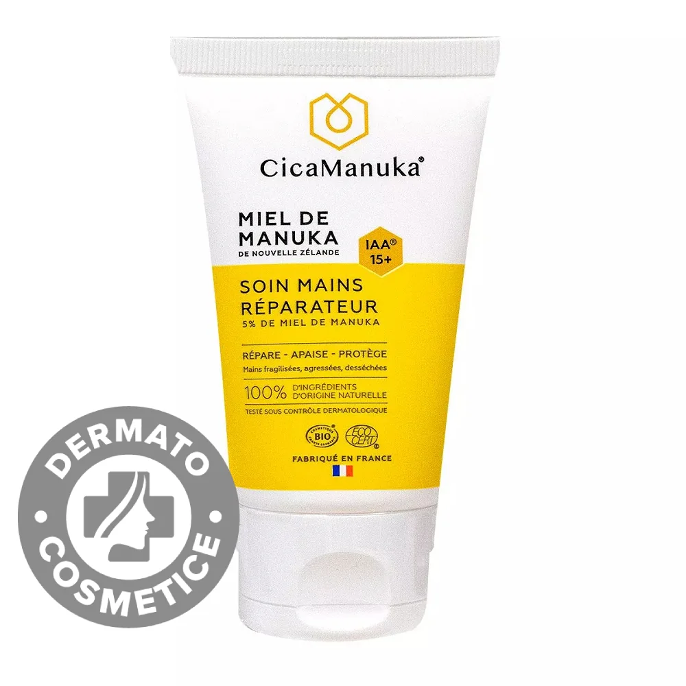 Crema reparatoare pentru ingrijirea mainilor 5% miere de Manuka IAA15+, 50ml, CicaManuka 