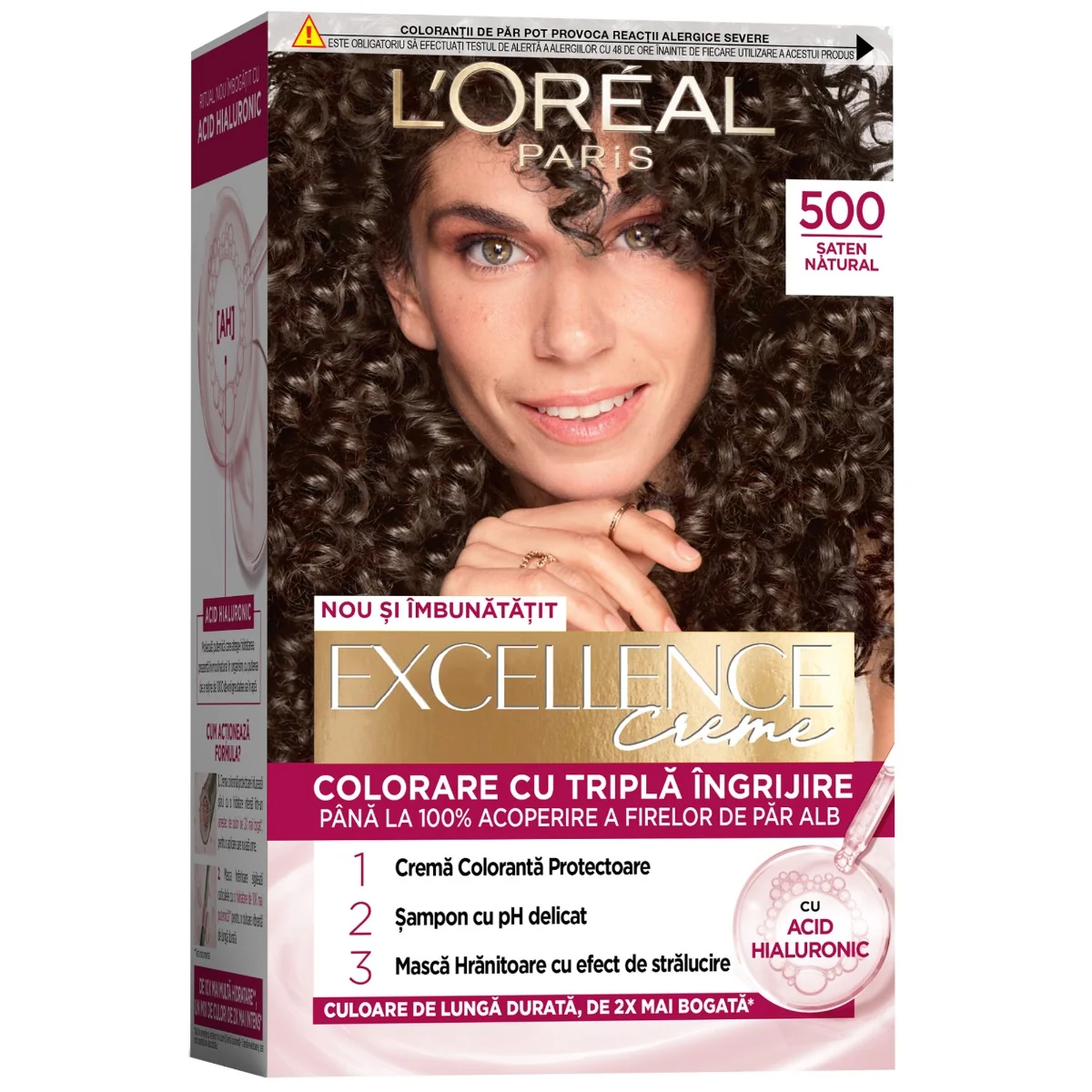 Vopsea de par permanenta Excellence Creme 5.3 Saten Deschis Auriu, 192ml, L'Oreal Paris 